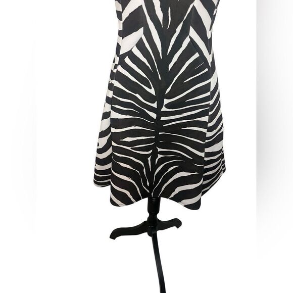 RARE MICHAEL KORS BROWN ZEBRA PRINT FIT & FLARE TRENDY COCKTAIL DRESS WOMENS 0 - Picture 5 of 7